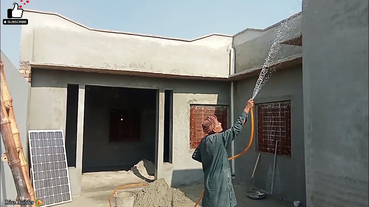 Plaster Riaz Ghar ka fornt plaster||Riaz Builder||construction worker - YouTube