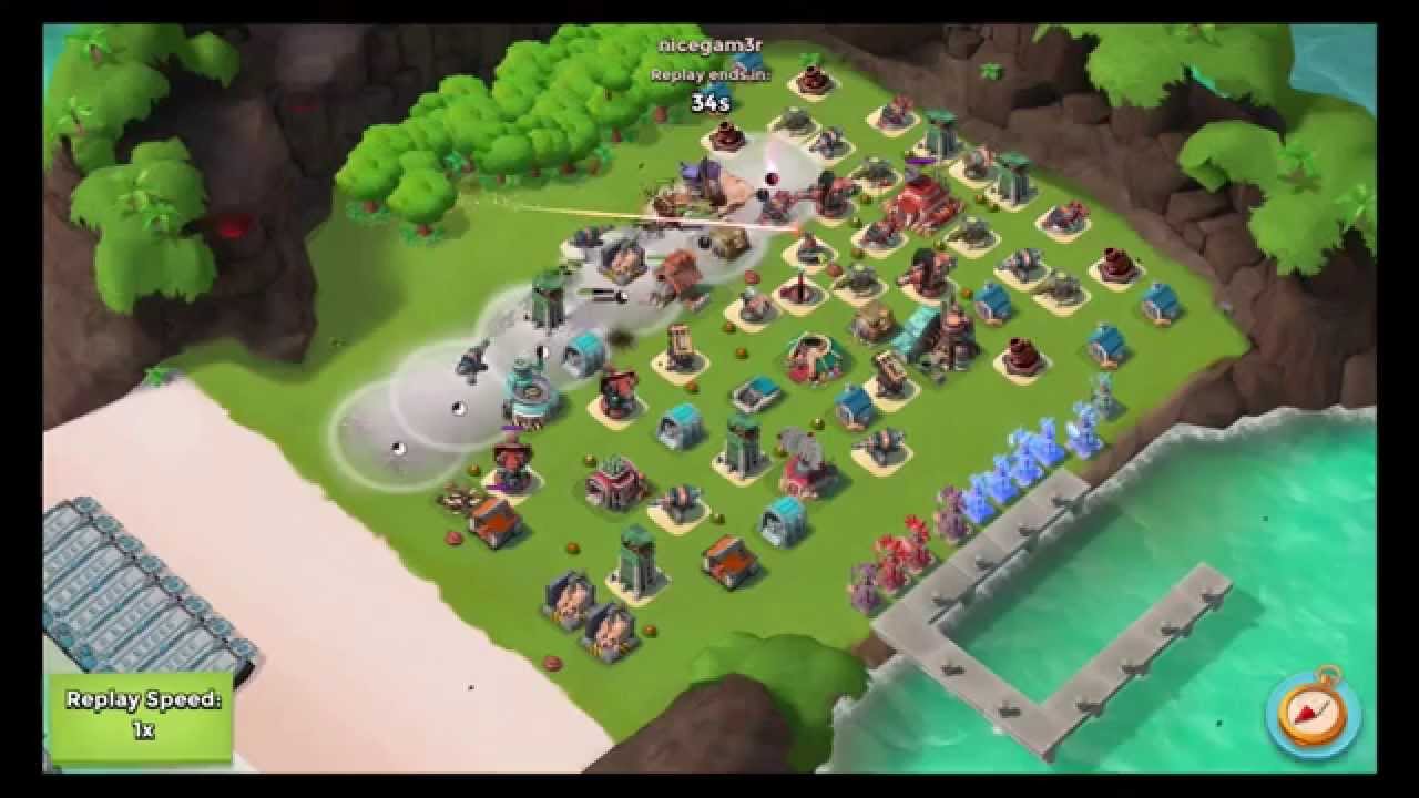 Boom Beach Smokey Hookas Attacks on Centre Back Bases