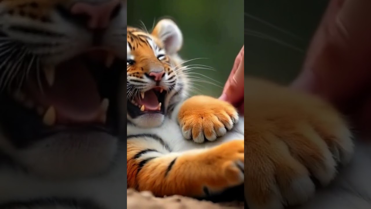 Cute tiger cub tickled! 