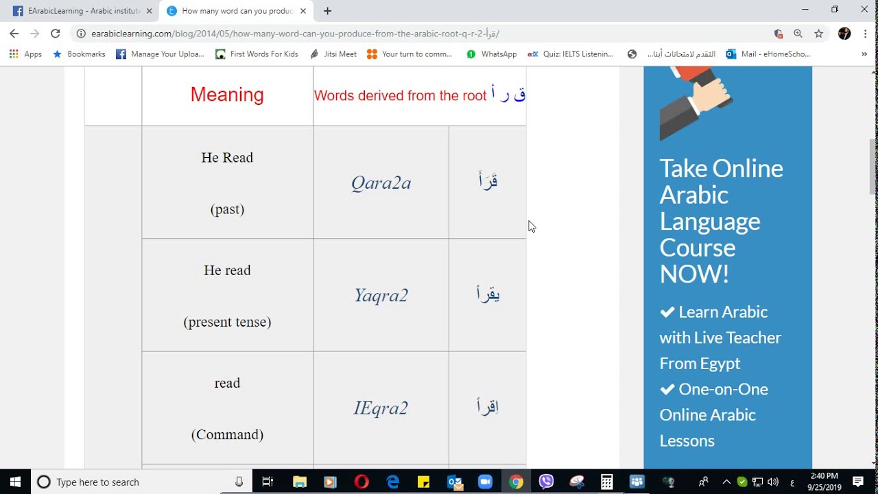 Best way to learn Arabic vocabulary without memorization