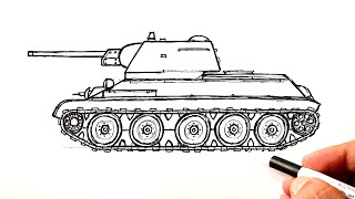 How to draw a T-34-76 Tank