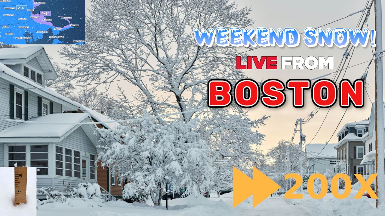⏩ Weekend Snow in Boston! 360° 200x Time Lapse of the Live Weather ...