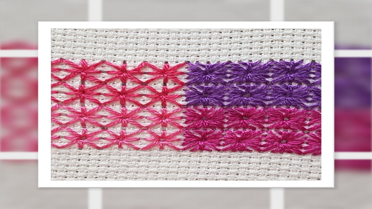 Needlepoint stitches/Canvas work Embroidery tutorial part 1-Variations of Algerian eye stitch