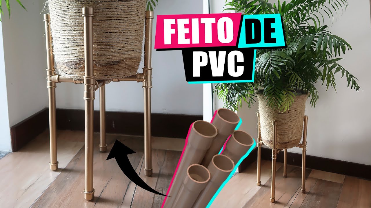 Como fazer suporte para vaso de plantas com cano PVC