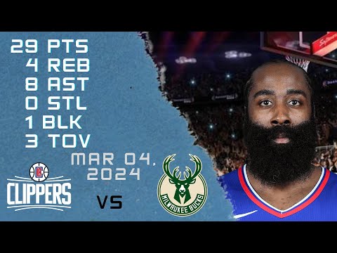 James Harden player Full Highlights vs BUCKS NBA Regular season game 04-03-2024