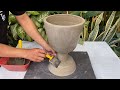 The creativity flower vase pot planters using plastic molds - Cement craft ideas