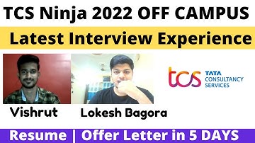 TCS Ninja Latest INTERVIEW Experience 2022 BATCH | Vishrut Selected | Offer Letter in 5 Days