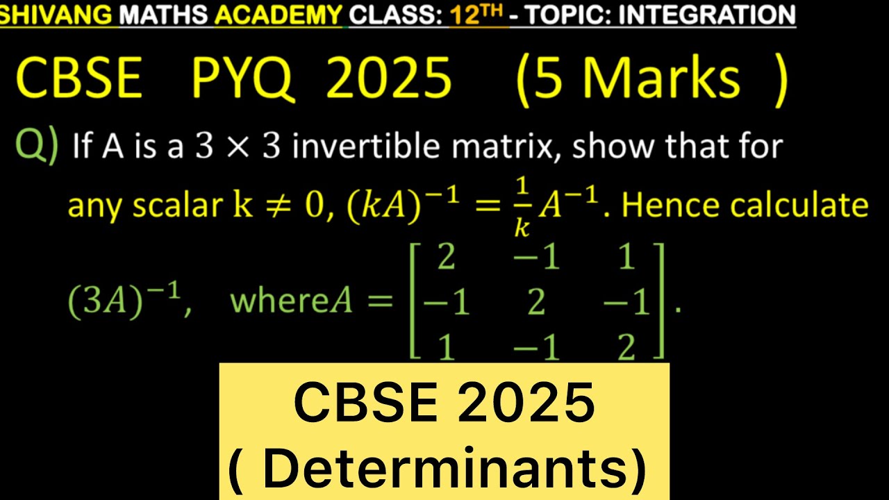Q) If A is a 3×3 invertible matrix, show that for any scalar k≠0, (𝑘𝐴 ...