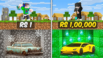 Rs1 vs Rs1,00,000 Expensive Car Mining Challenge in Minecraft..!