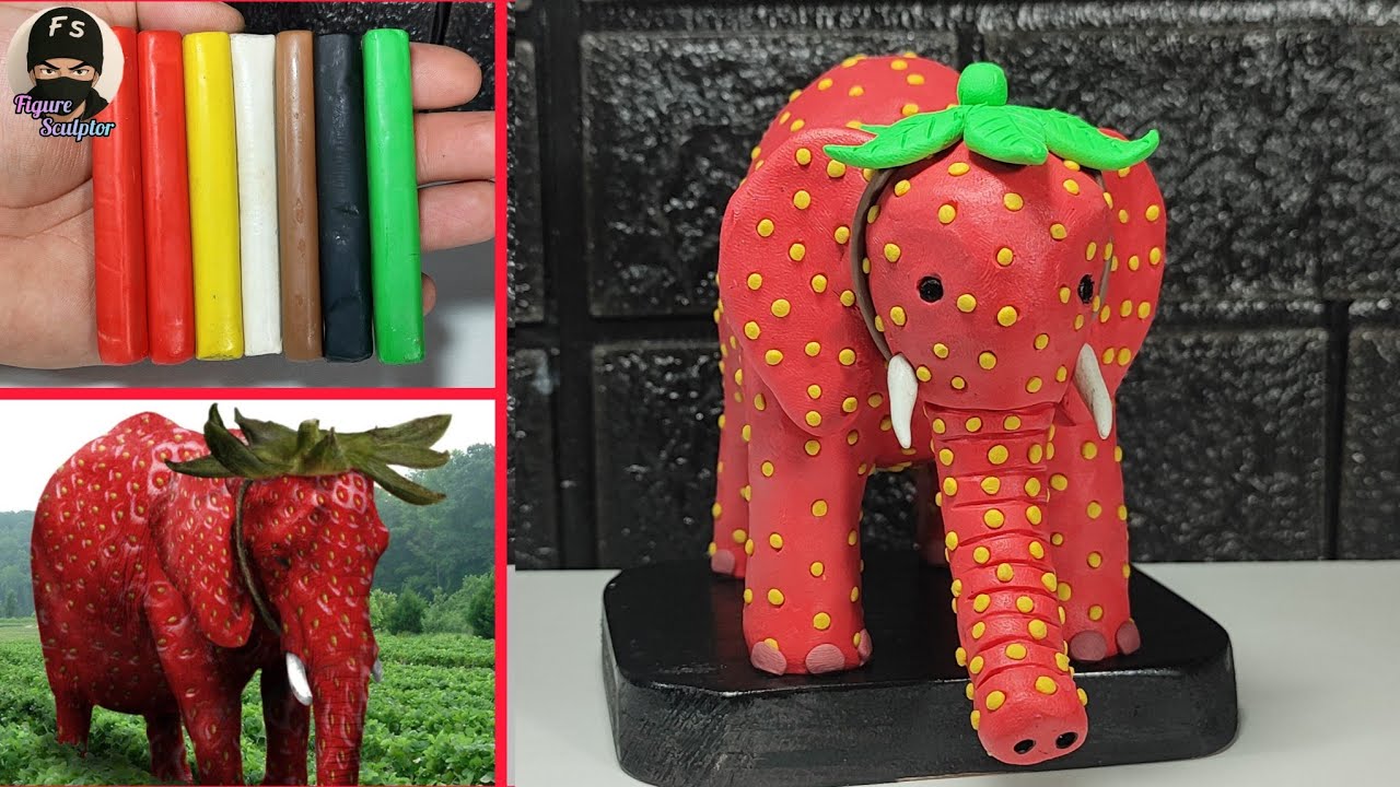 Как сделать клубничного слона 🐘🍓 из глины || Итальянский дурдом 🤯🧠 || Скульптор фигурок 🖌️