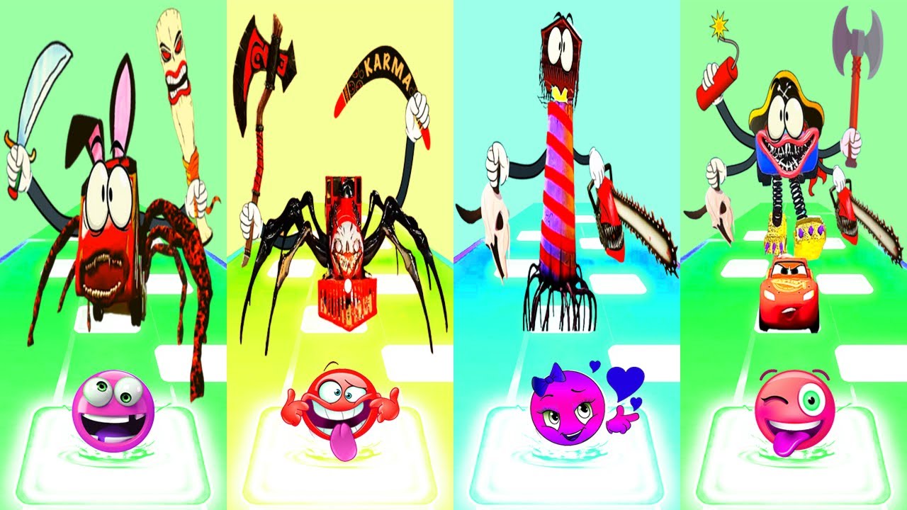 Bus Eater vs Choo Choo Charles vs Lighthouse vs Mcqueen Eater  Tiles Hop EDM