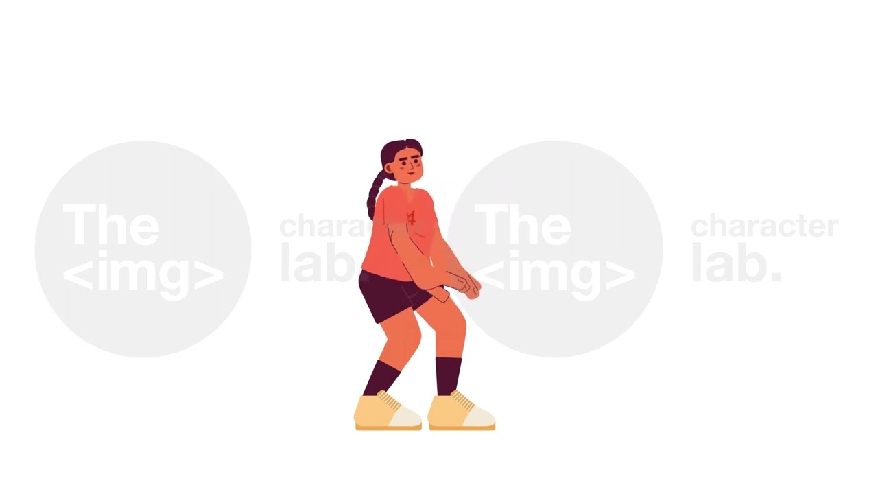 Female setter player on volleyball court 2D character animation