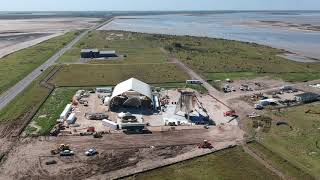 DJI Spark fly by of Ground Control/Construction site of SpaceX