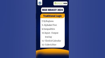 MAH MBA CET 2024 - Logical Reasoning Syllabus | Preparation | Must Watch | #ytshorts #mba #mbacet