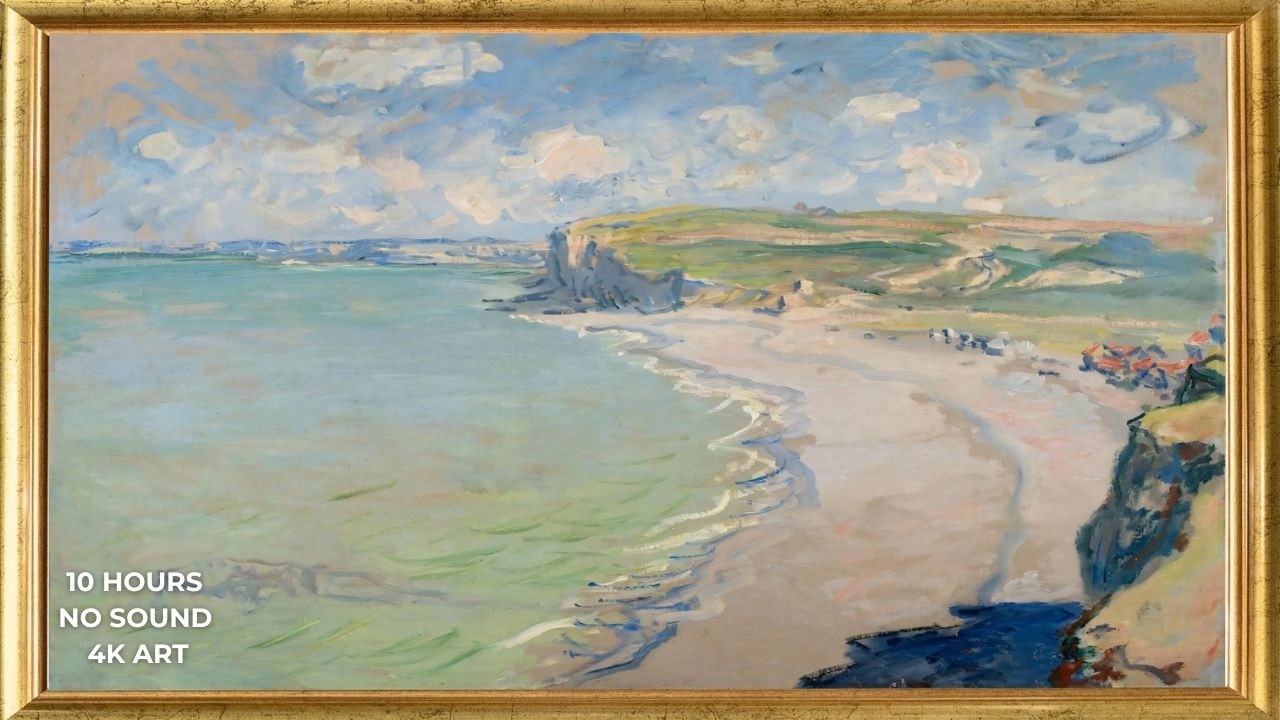 Claude Monet – The Beach at Pourville (1882) | 10‑Hour 4K Screensaver | No Music   --EcoArtLab