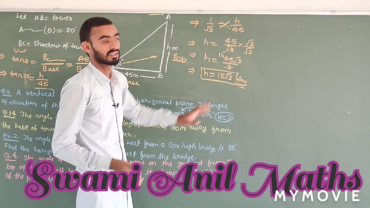 #Height and distance (ऊंचाई एवं दूरी)#Class 10th(Part 03)#Angle of elevation and depression ques