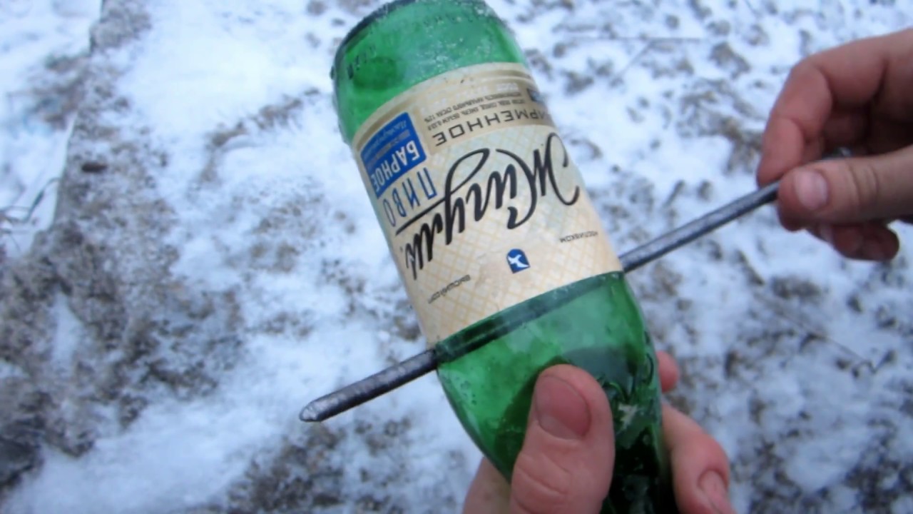 КАК прибить СТЕКЛЯННУЮ БУТЫЛКУ К ДЕРЕВУ!!! - YouTube