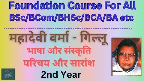 2nd Year Foundation Course Hindi|Gillu(Mahadevi Verma)|BA, BSc, BCom, BHSc etc|Chapter Explaination