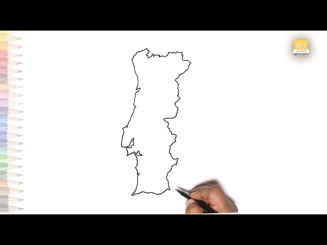 Portugal Map outline, Desenho de esboço do mapa de Portugal, Draw A Portugal  Map