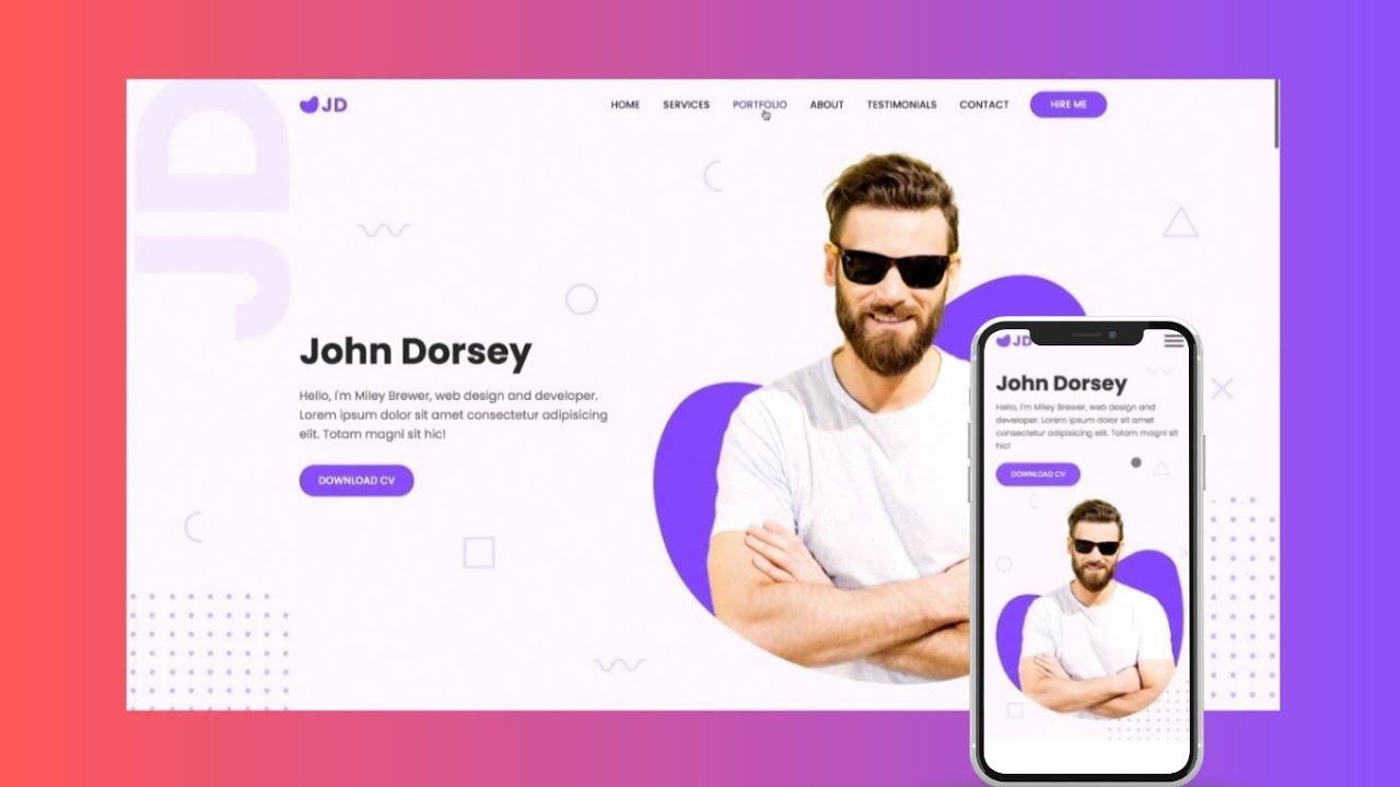 Responsive Personal Portfolio Website Using HTML, CSS & JS | Create A ...