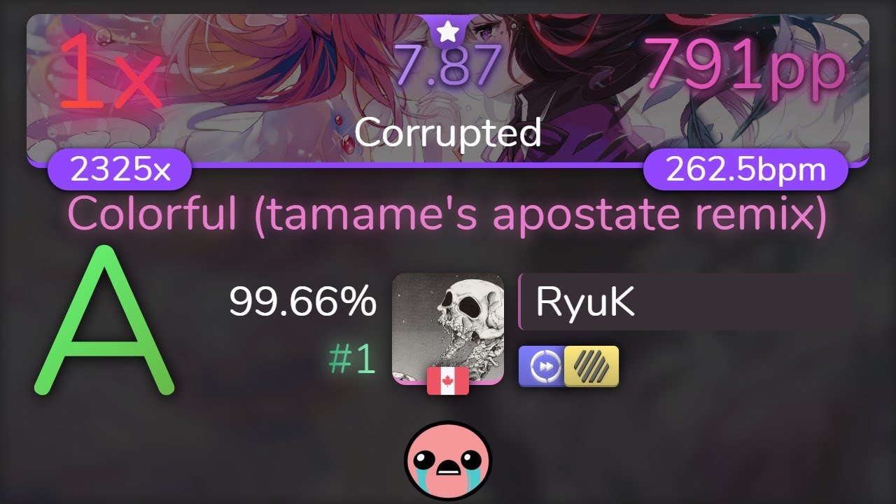 [Live] RyuK | ClariS - Colorful (remix) [Corrupted] +HDDT 99.66% {#1 791pp 1❌} - osu!