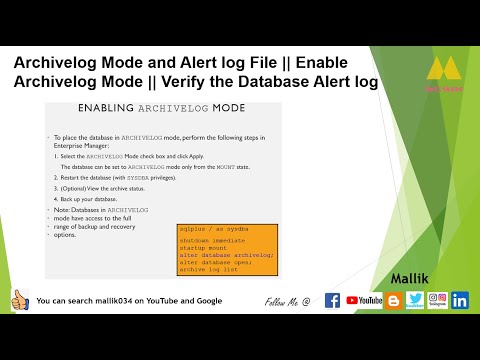 Archivelog Mode and Alert log File || Enable Archivelog Mode || Verify the Database Alert log