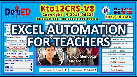Kto12CRS V8 - 2022 Edition - Excel Automation for Teachers - Video Tutorial
