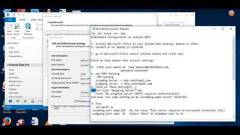 Rediffmail Configuration Microsoft outlook