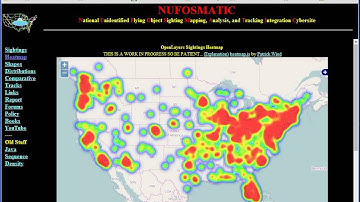 NUFOSMATIC Openlayers Sightings Density Heatmap