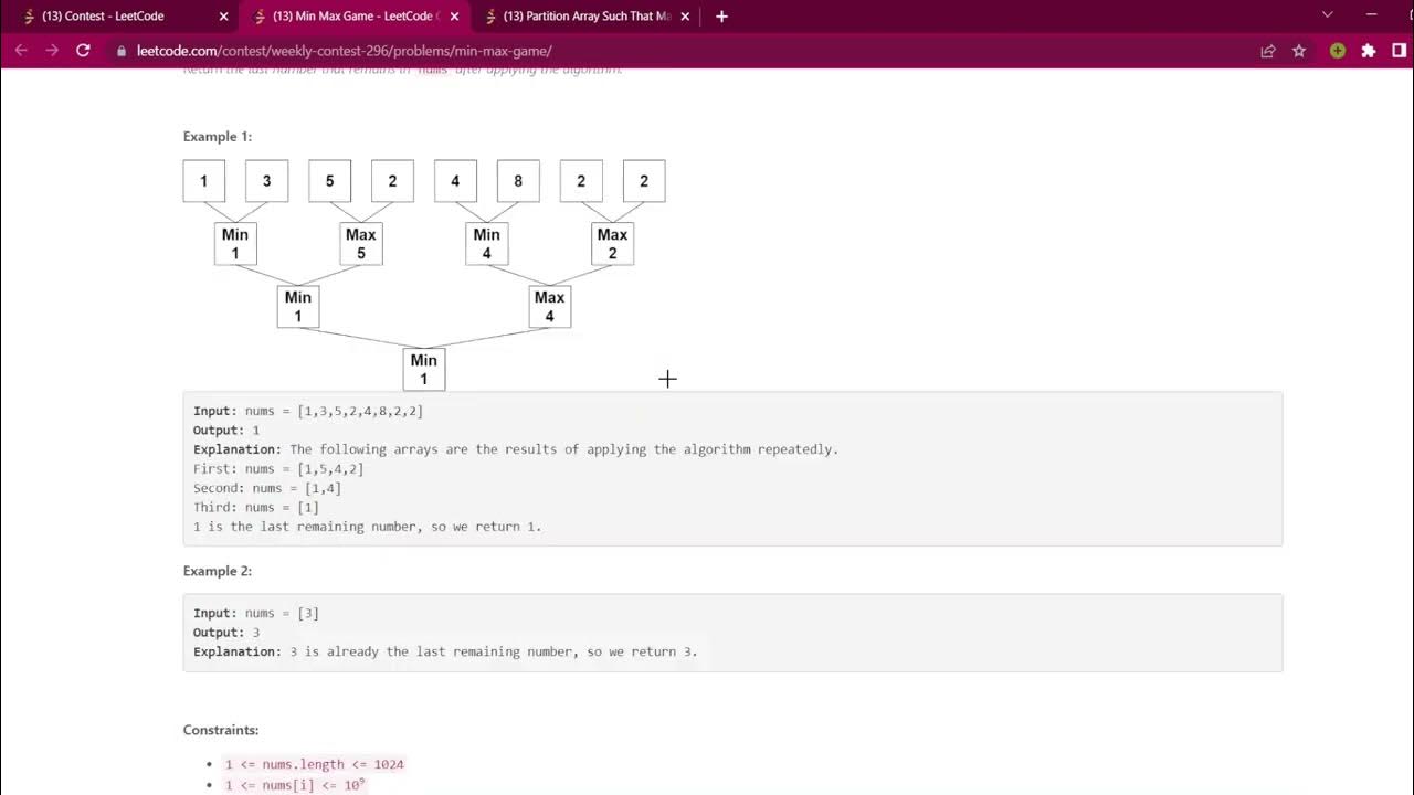 LeetCode Weekly Contest 296 | Min Max Game | Python 3 - YouTube