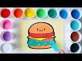 How to draw  sand coloring a tasty hamburger for kids toddlers sand painting art