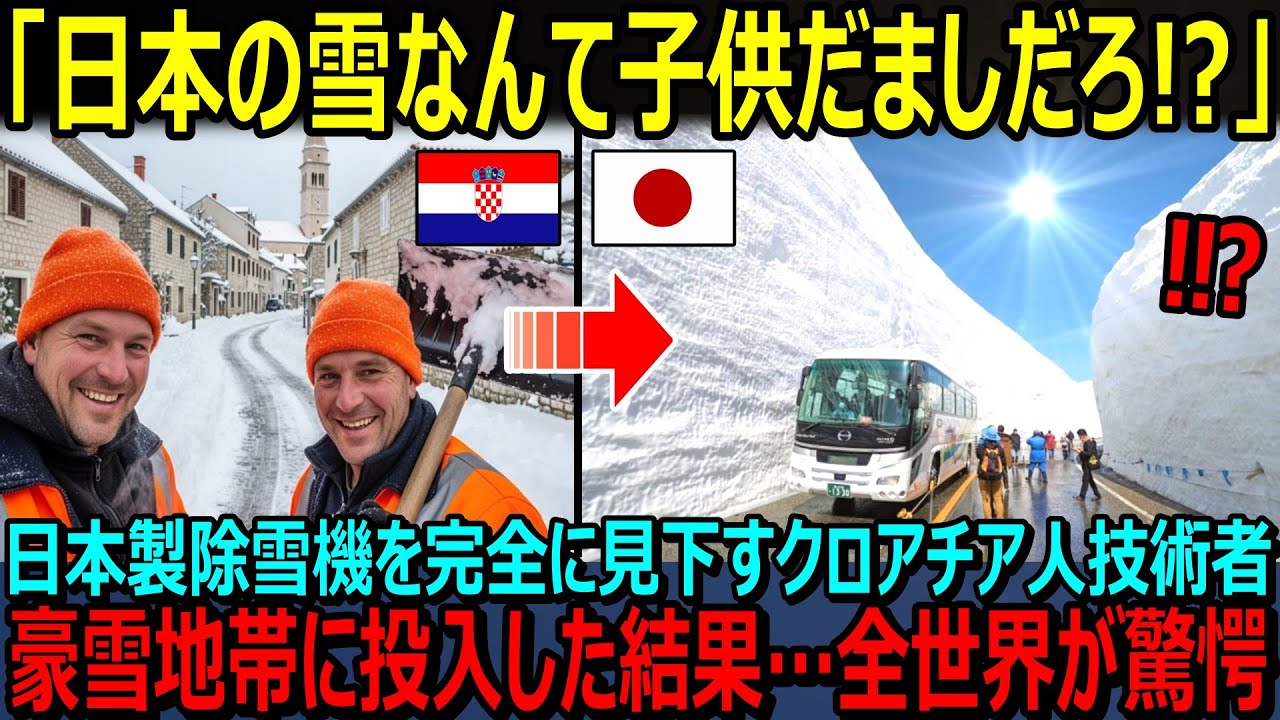 【海外の反応】「日本の雪なんて子供だましだろ！？」豪雪地帯で四苦八苦するクロアチア人技術者が日本の除雪機を酷評！だが実際に導入した結果…驚愕の結果が！！【日本賞賛】