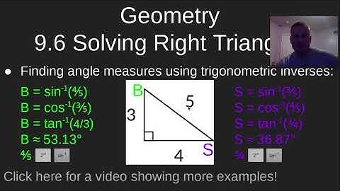 Geometry 9.6 Solving Right Triangles