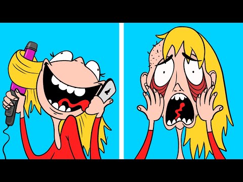 short-hair-and-long-hair-problems-||-curly-hair-problems-and-funny-situations-by-123-go!-animated