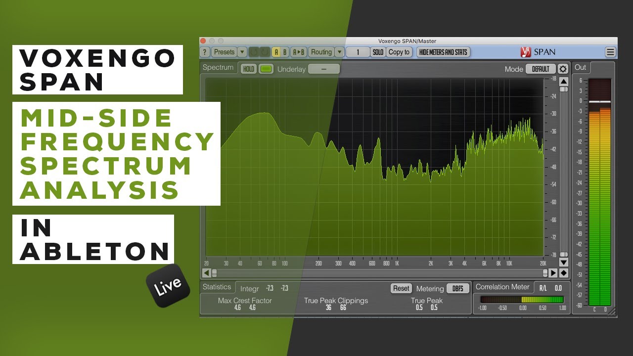 Voxengo Span Mid Side frequency spectrum analysis in Ableton Live