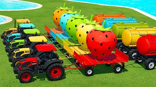 LOAD AND TRANSPORT GIANT STRAWBERRY WITH MAHINDRA & VALTRA TRACTORS  Farming Simulator 22