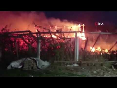 Baraj kenarındaki bağ evi alev alev yandı