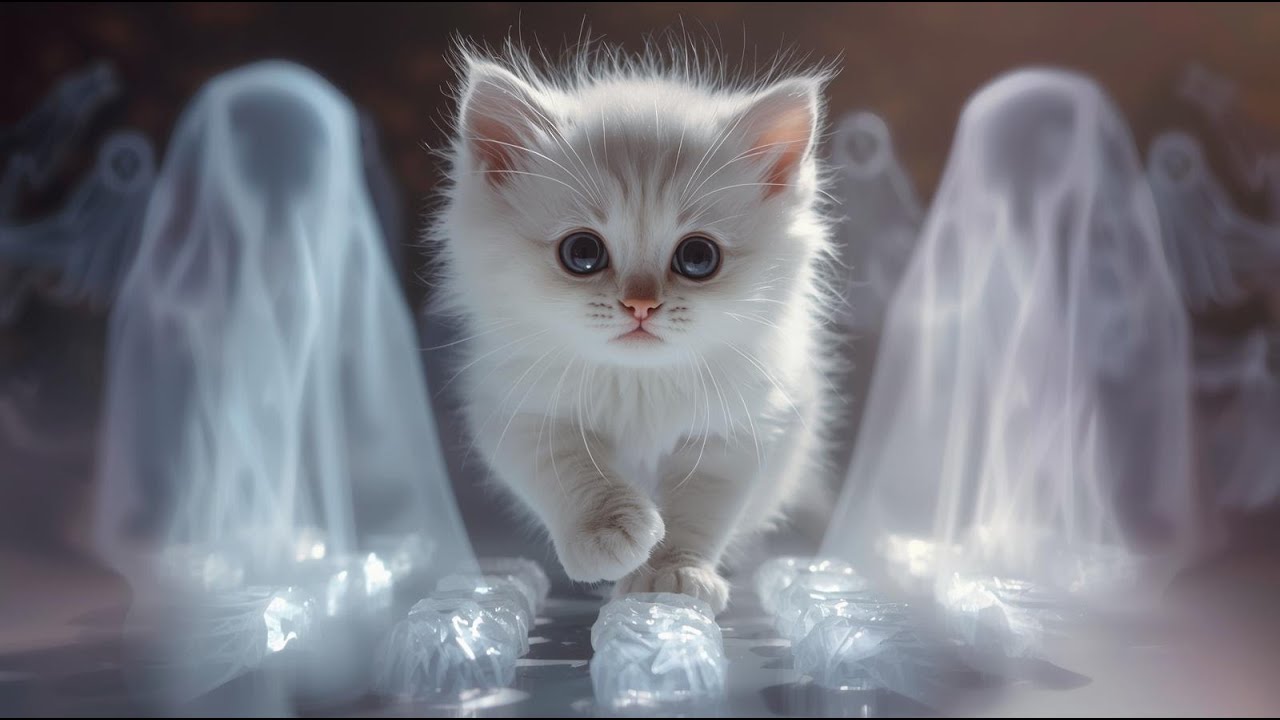 แมวน้อยเล่นเกมจับภาพผี