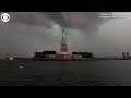 Lightning strikes statue of liberty