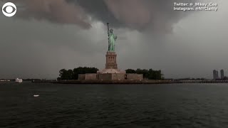 Lightning strikes Statue of Liberty