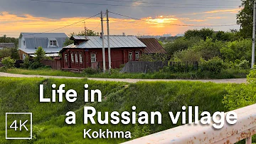 Life in a Russian village: Kokhma, Ivanovo, Walking tour | 4K