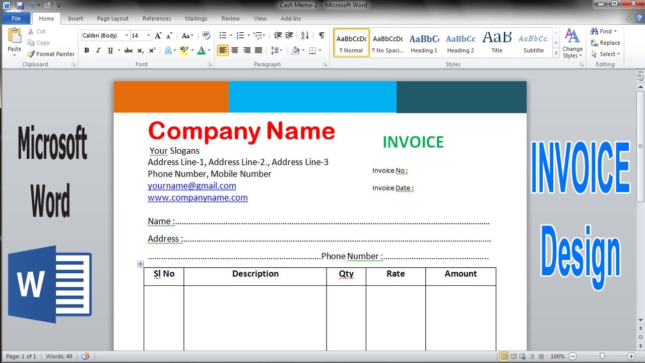 how to create an invoice template in word 2010