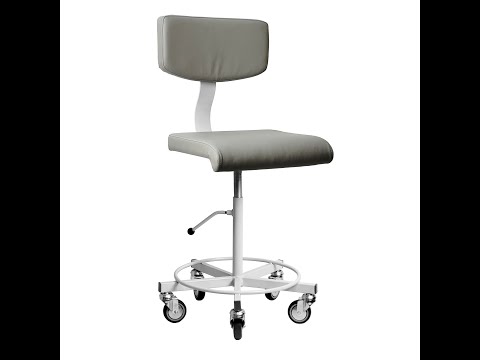 Стілець промисловий м'який на роликах, шкірзамінник, видео 1