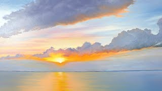 sunset water painting