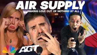 Golden Buzzer: Simon Cowell Crying To Hear The Song Air Supply Homeless On The Big World Stage