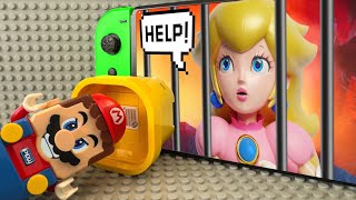 Lego Mario enters the Nintendo Switch to save Princess Peach from Meowser! Super Mario Odyssey Story