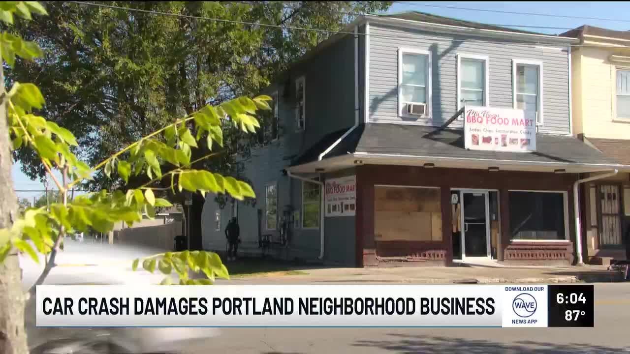 Crash damages Portland neighborhood business - YouTube