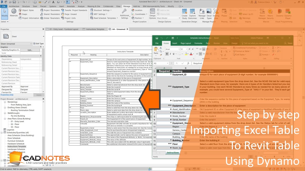 revit excel import