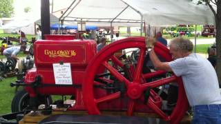 Starting 16hp Galloway hit miss antique gasoline engine