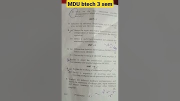 MDU btech 3 sem analog electronics question paper||  BTE 3 sem electrical questions paper